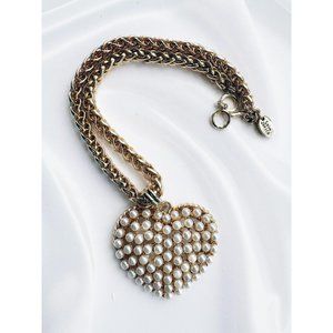 Love Janice Heart with Pearls Necklace 18"